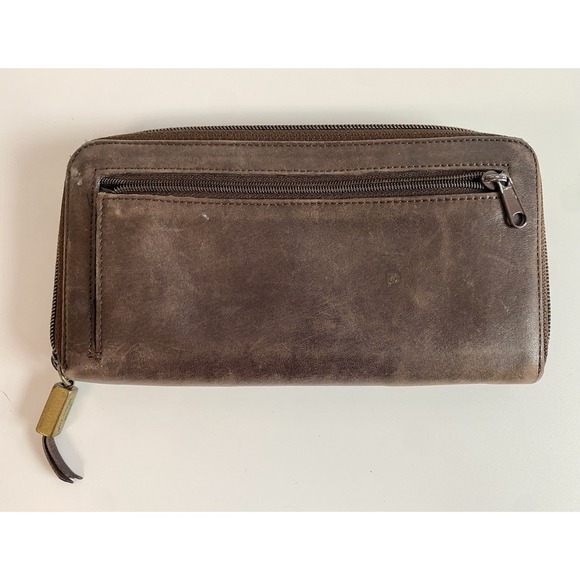 Stone‎ Mountain Leather Wallet Brown Zip Around Clutch Organizer - Picture 2 of 4